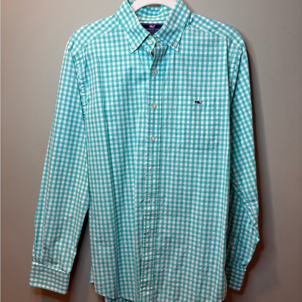 Vineyard Vines Men's Green Checkered Shirt